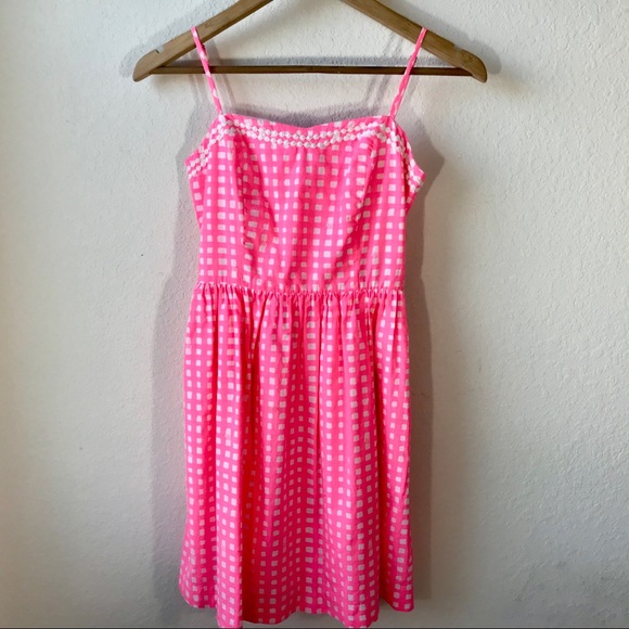Lilly Pulitzer Bethany Dress Tie Back Gingham Pink - Picture 2 of 8
